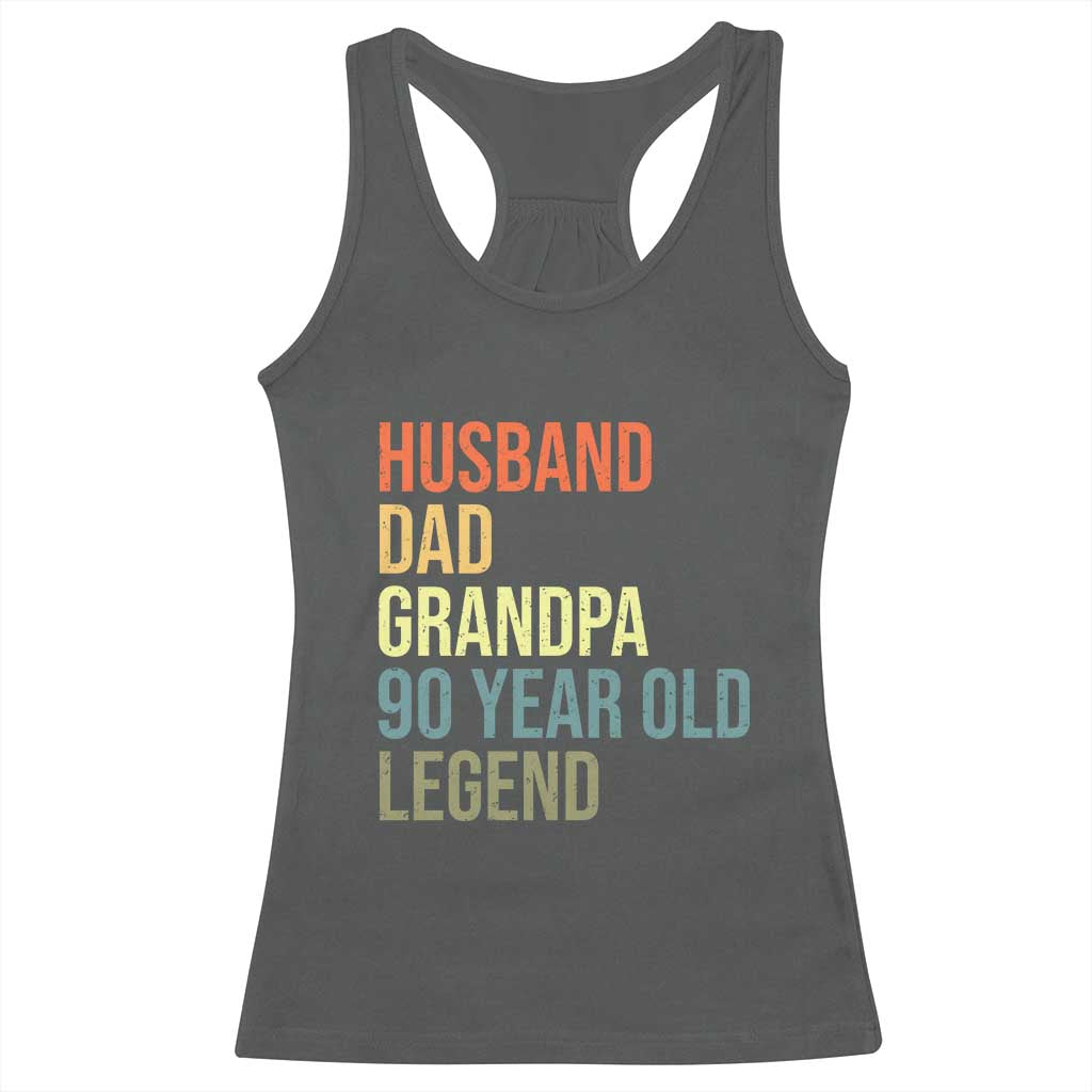 90th Birthday Racerback Tank Top Husband Dad Grandpa 90 Year Old Legend TS10 Dark Heather Print Your Wear