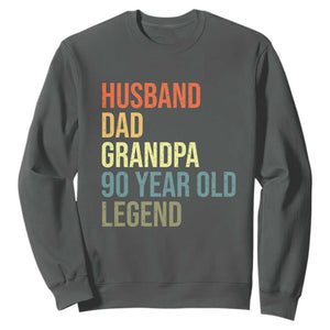 90th Birthday Sweatshirt Husband Dad Grandpa 90 Year Old Legend TS10 Dark Heather Print Your Wear