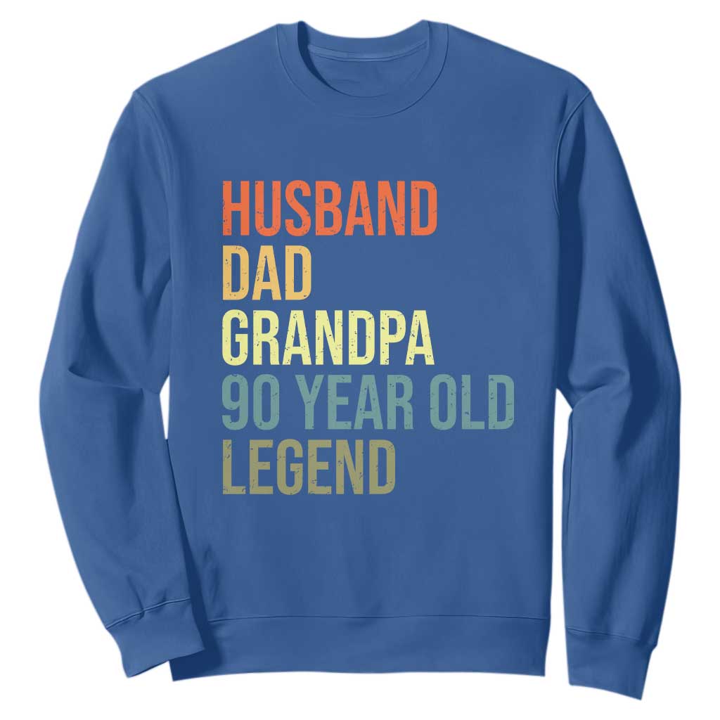 90th Birthday Sweatshirt Husband Dad Grandpa 90 Year Old Legend TS10 Royal Blue Print Your Wear