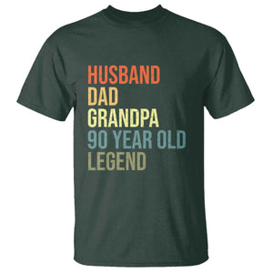 90th Birthday T Shirt Husband Dad Grandpa 90 Year Old Legend TS10 Dark Forest Green Print Your Wear