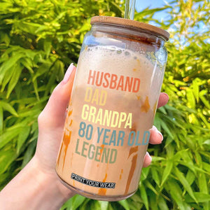 80th Birthday Glass Can Husband Dad Grandpa 80 Year Old Legend TS10 Black Print Your Wear