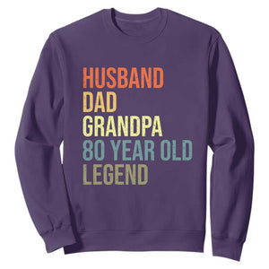 80th Birthday Sweatshirt Husband Dad Grandpa 80 Year Old Legend TS10 Purple Print Your Wear