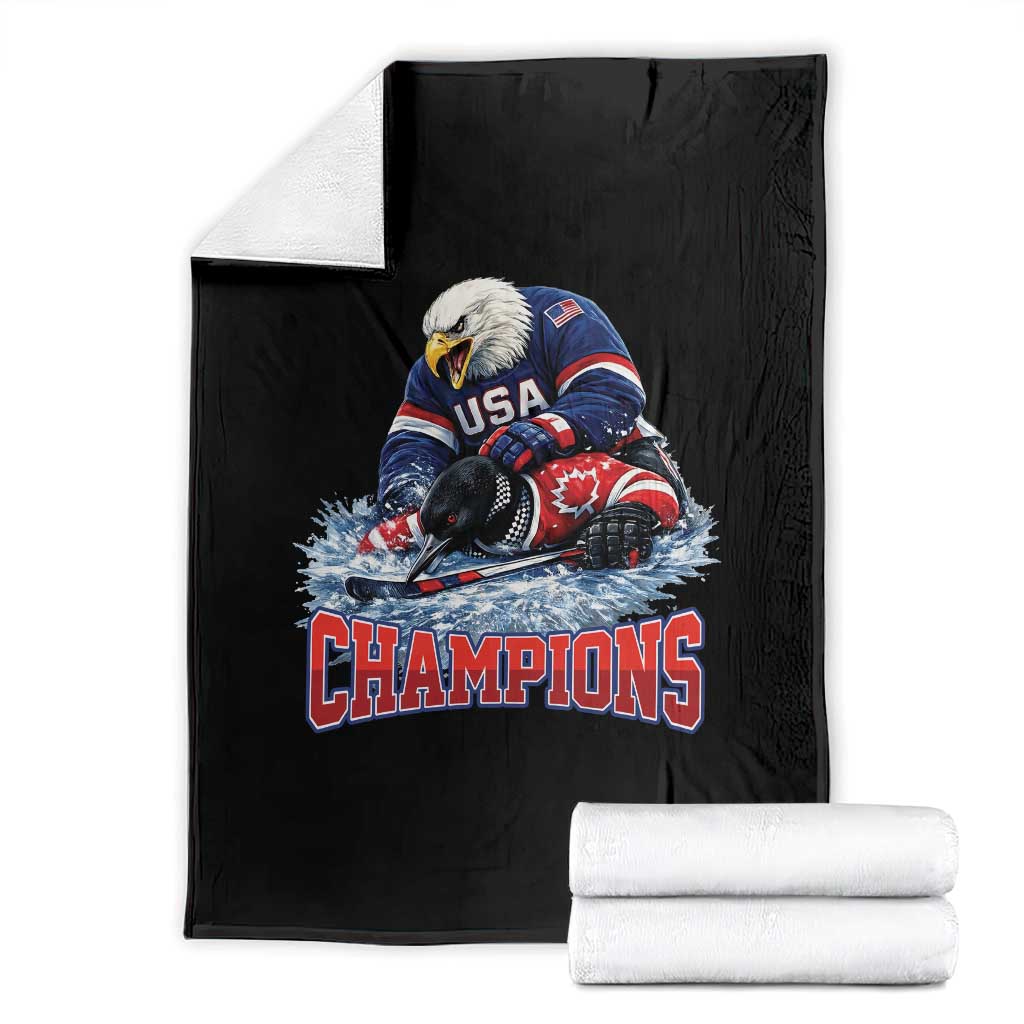 USA Ice Hockey Throw Blanket Eagle Dominates Canada 2026 Hockey Champions TS10 Black Print Your Wear