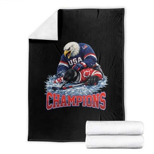USA Ice Hockey Throw Blanket Eagle Dominates Canada 2026 Hockey Champions TS10 Black Print Your Wear