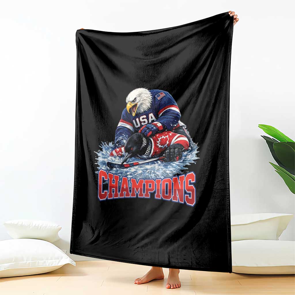 USA Ice Hockey Throw Blanket Eagle Dominates Canada 2026 Hockey Champions TS10 Print Your Wear