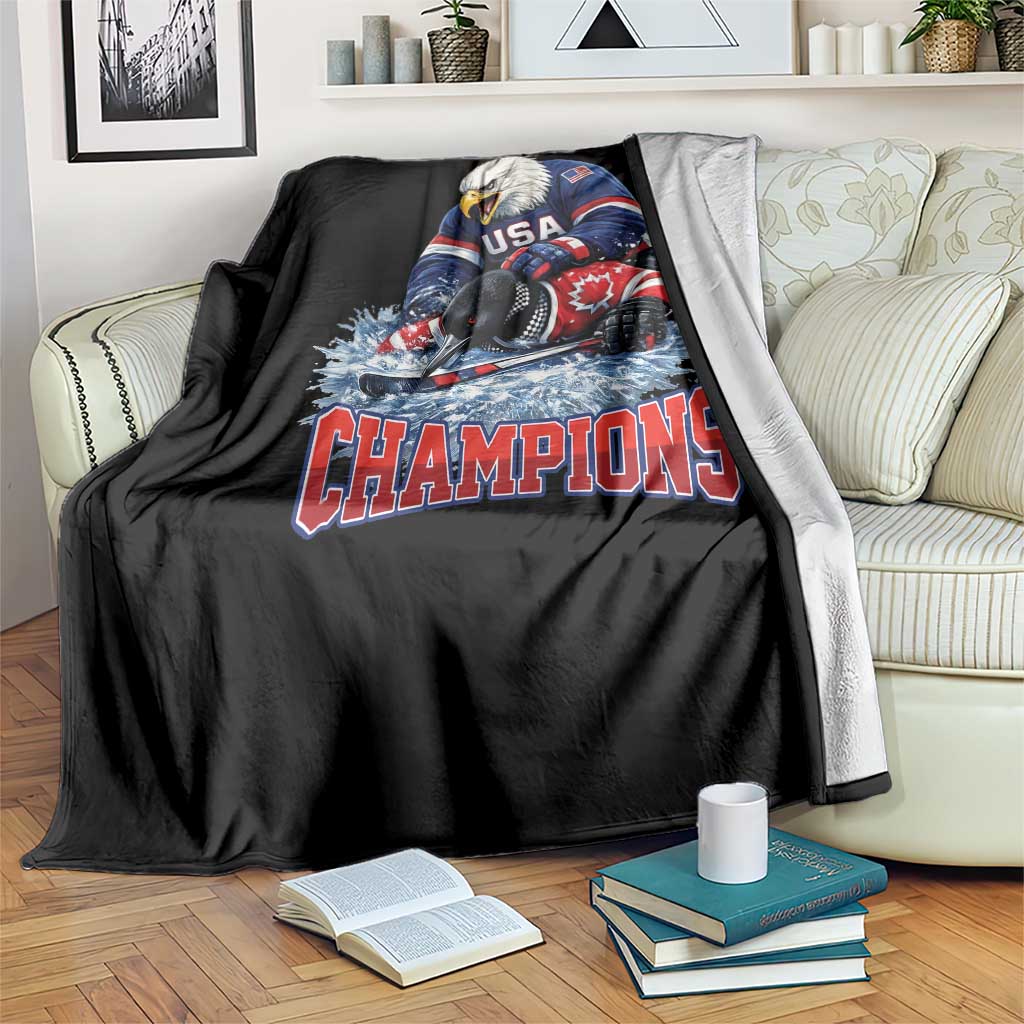 USA Ice Hockey Throw Blanket Eagle Dominates Canada 2026 Hockey Champions TS10 Print Your Wear