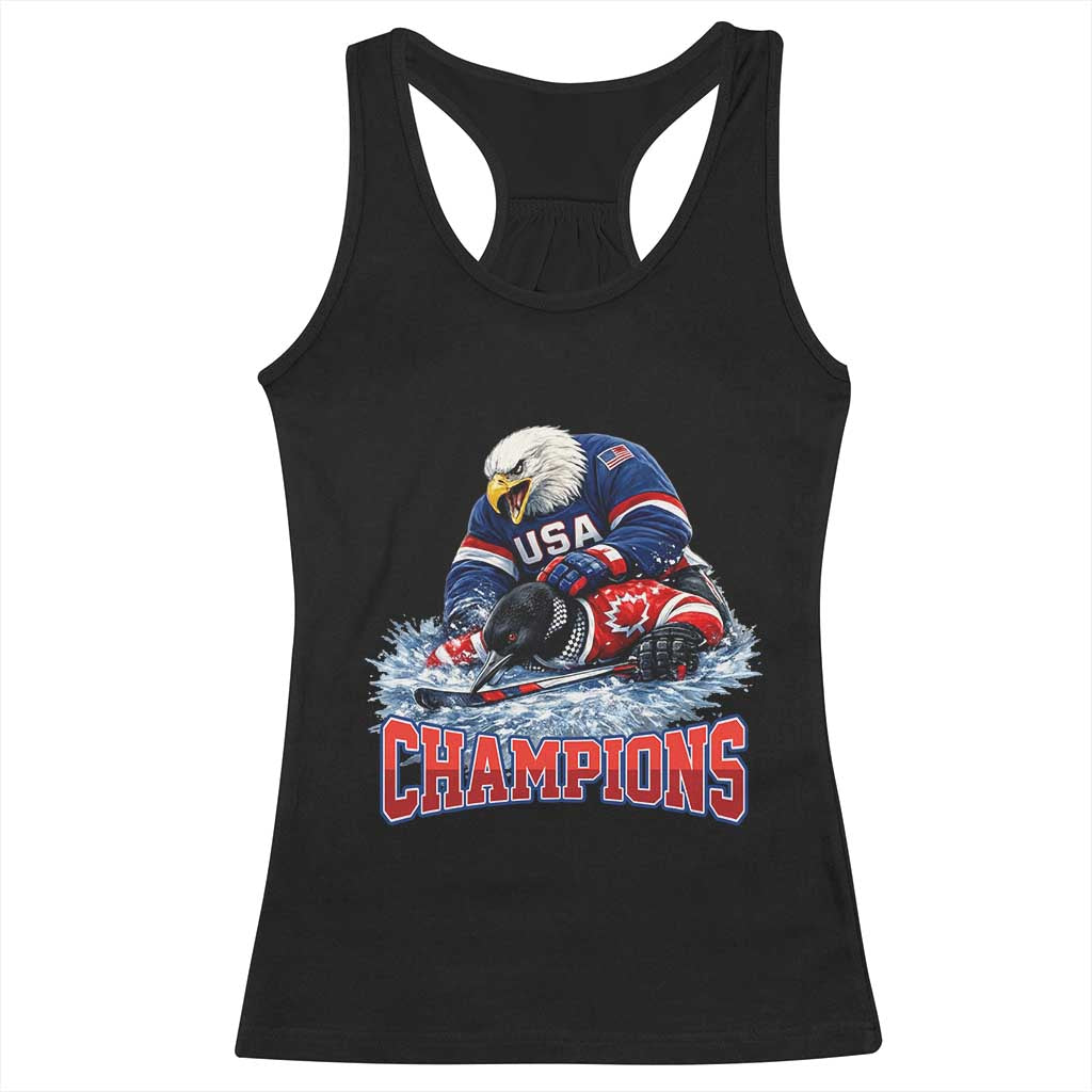 USA Ice Hockey Racerback Tank Top Eagle Dominates Canada 2026 Hockey Champions TS10 Black Print Your Wear
