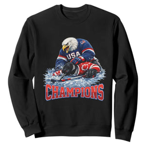 USA Ice Hockey Sweatshirt Eagle Dominates Canada 2026 Hockey Champions TS10 Black Print Your Wear