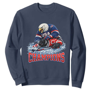 USA Ice Hockey Sweatshirt Eagle Dominates Canada 2026 Hockey Champions TS10 Navy Print Your Wear