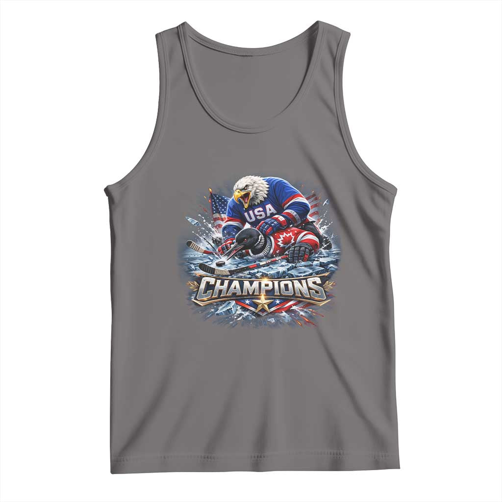 USA Ice Hockey Tank Top Eagle Dominates Canada 2026 Hockey Champions Graphic TS10 Deep Heather Print Your Wear