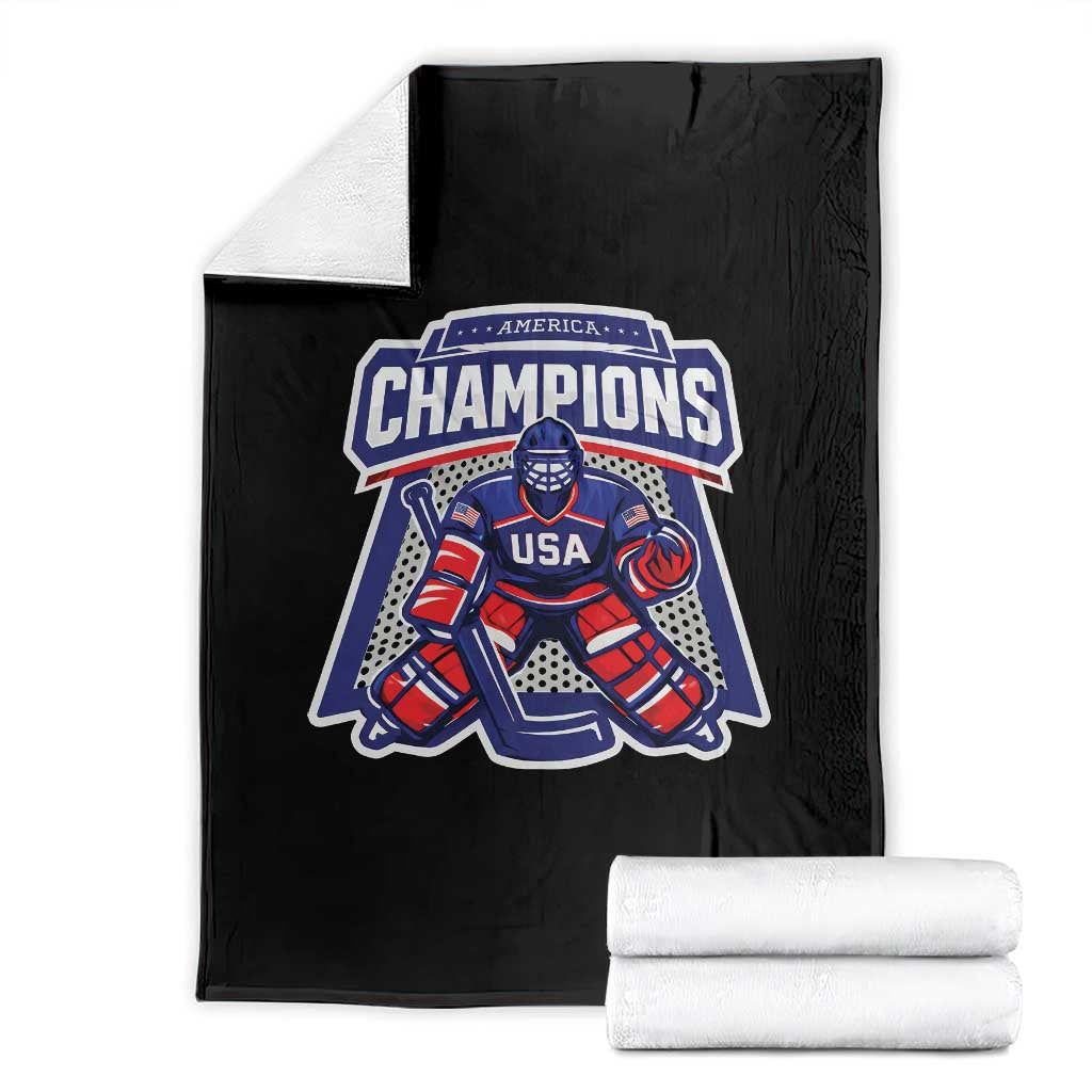 USA Ice Hockey Throw Blanket America Champions Patriotic Ice Hockey Team Fan TS10 Black Print Your Wear