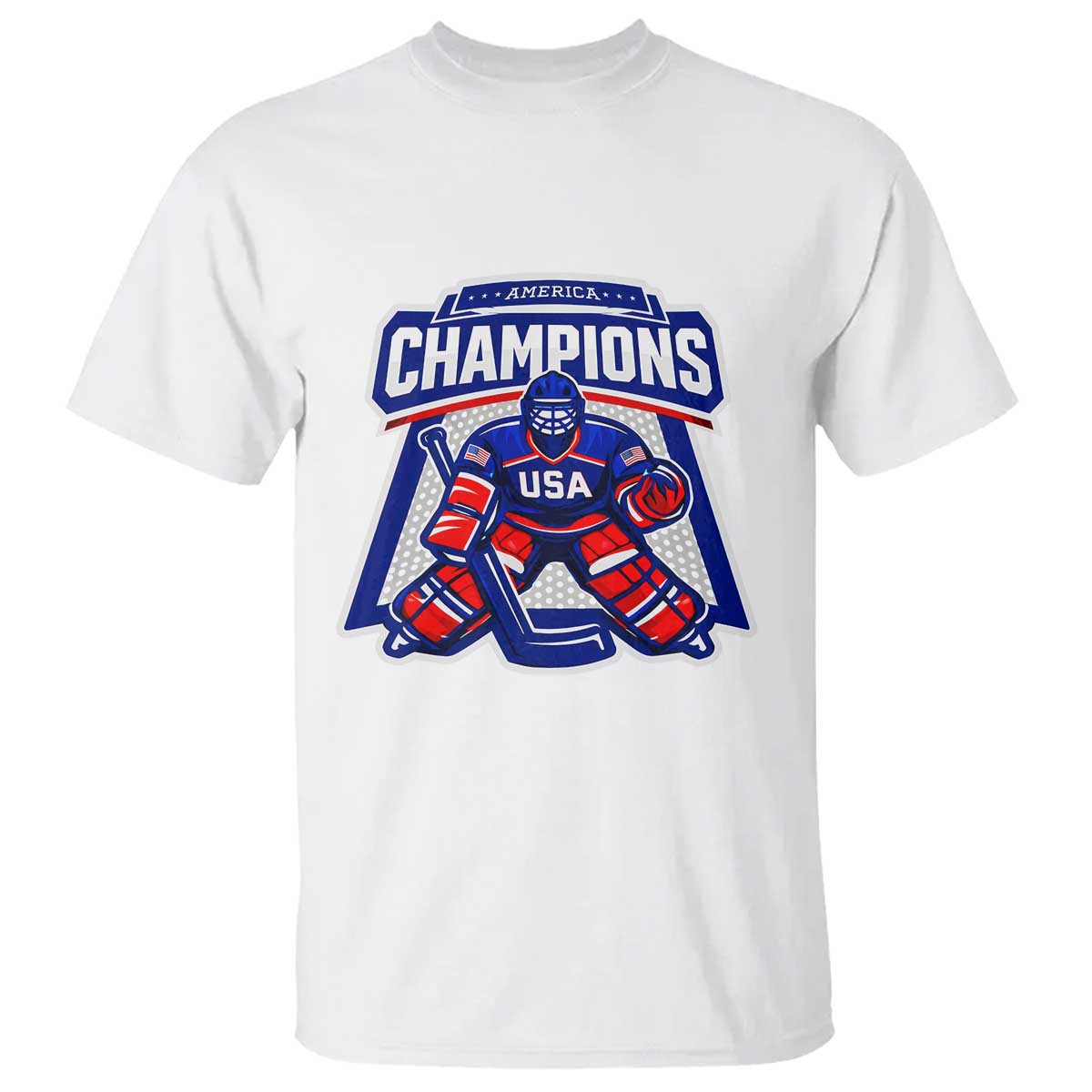 USA Ice Hockey T Shirt America Champions Patriotic Ice Hockey Team Fan TS10 White Print Your Wear