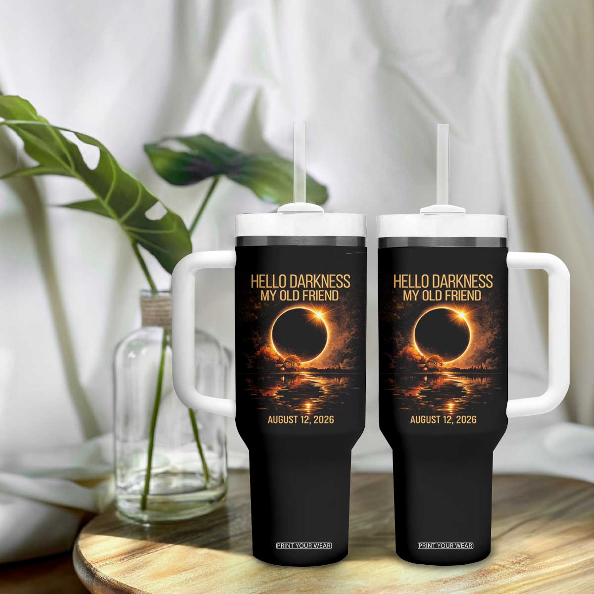 Solar Eclipse 2026 Tumbler With Handle Hello Darkness 12 August 2026 Totality Gift TS10 Print Your Wear