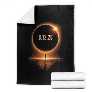 Total Solar Eclipse 2026 Throw Blanket August 12th Totality Gift TS10 Black Print Your Wear