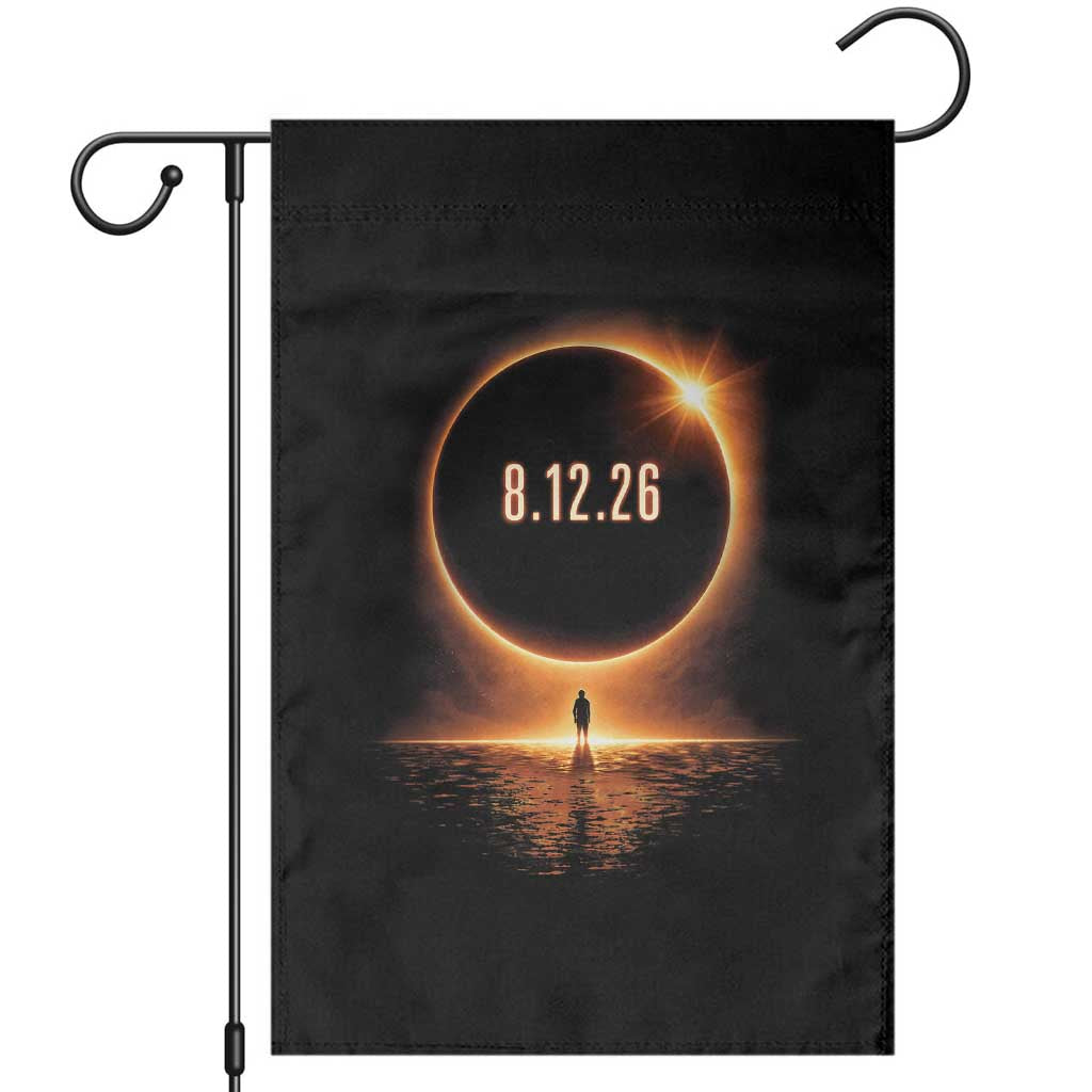Total Solar Eclipse 2026 Garden Flag August 12th Totality Gift TS10 Black Print Your Wear