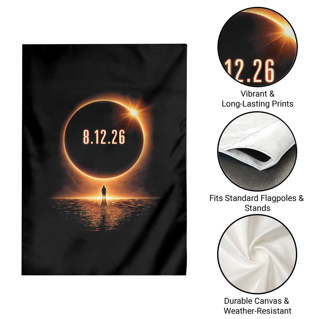 Total Solar Eclipse 2026 Garden Flag August 12th Totality Gift TS10 Print Your Wear