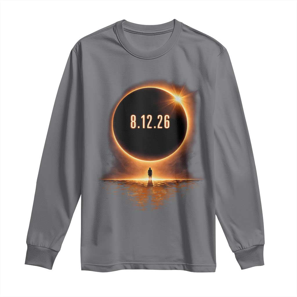 Total Solar Eclipse 2026 Long Sleeve Shirt August 12th Totality Gift TS10 Charcoal Print Your Wear