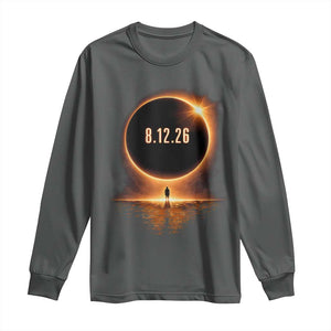 Total Solar Eclipse 2026 Long Sleeve Shirt August 12th Totality Gift TS10 Dark Heather Print Your Wear