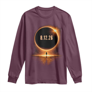 Total Solar Eclipse 2026 Long Sleeve Shirt August 12th Totality Gift TS10 Maroon Print Your Wear