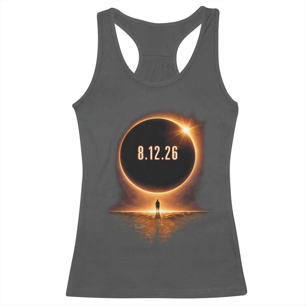 Total Solar Eclipse 2026 Racerback Tank Top August 12th Totality Gift TS10 Dark Heather Print Your Wear