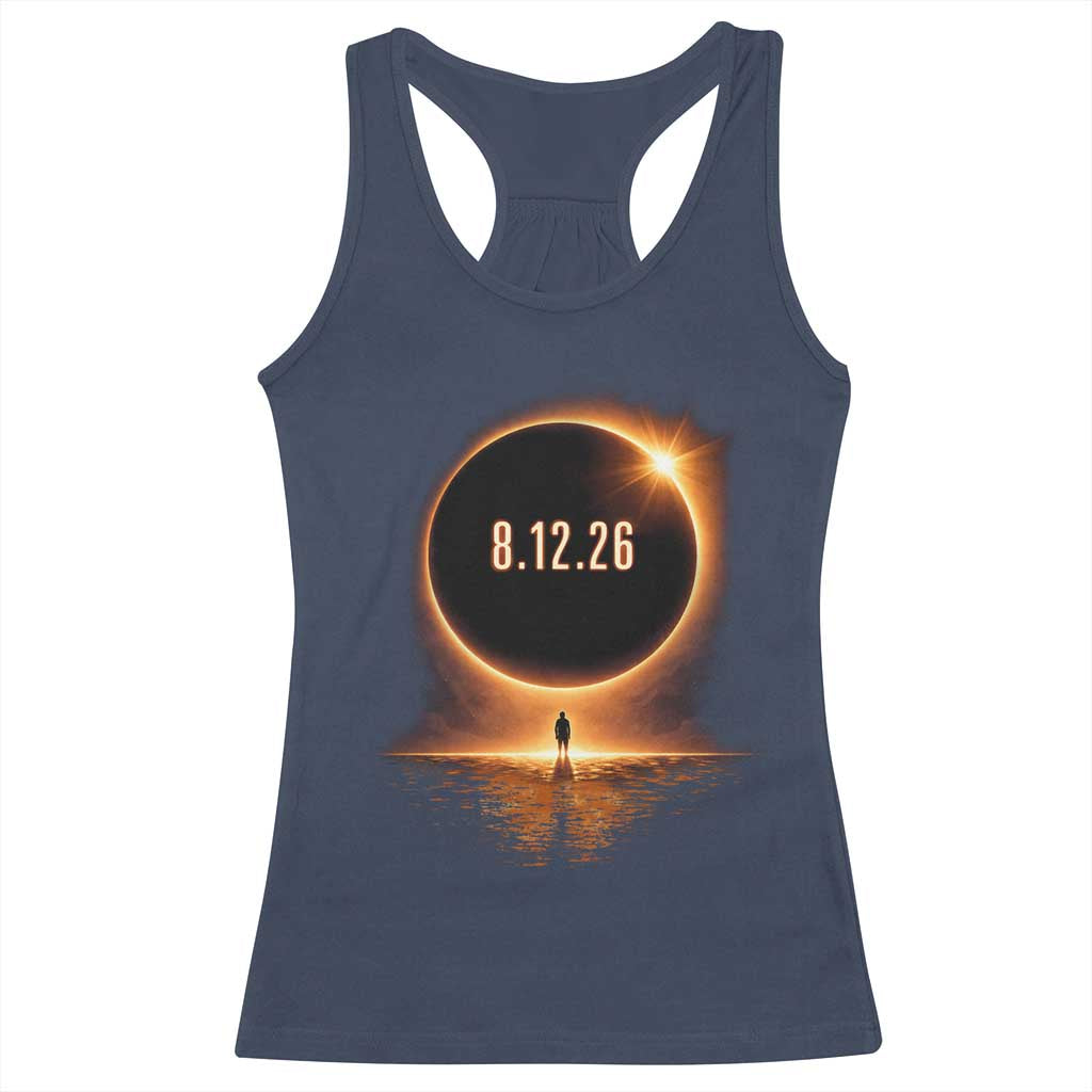 Total Solar Eclipse 2026 Racerback Tank Top August 12th Totality Gift TS10 Navy Print Your Wear