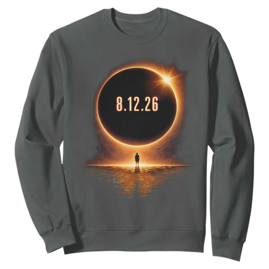 Total Solar Eclipse 2026 Sweatshirt August 12th Totality Gift TS10 Dark Heather Print Your Wear