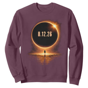 Total Solar Eclipse 2026 Sweatshirt August 12th Totality Gift TS10 Maroon Print Your Wear