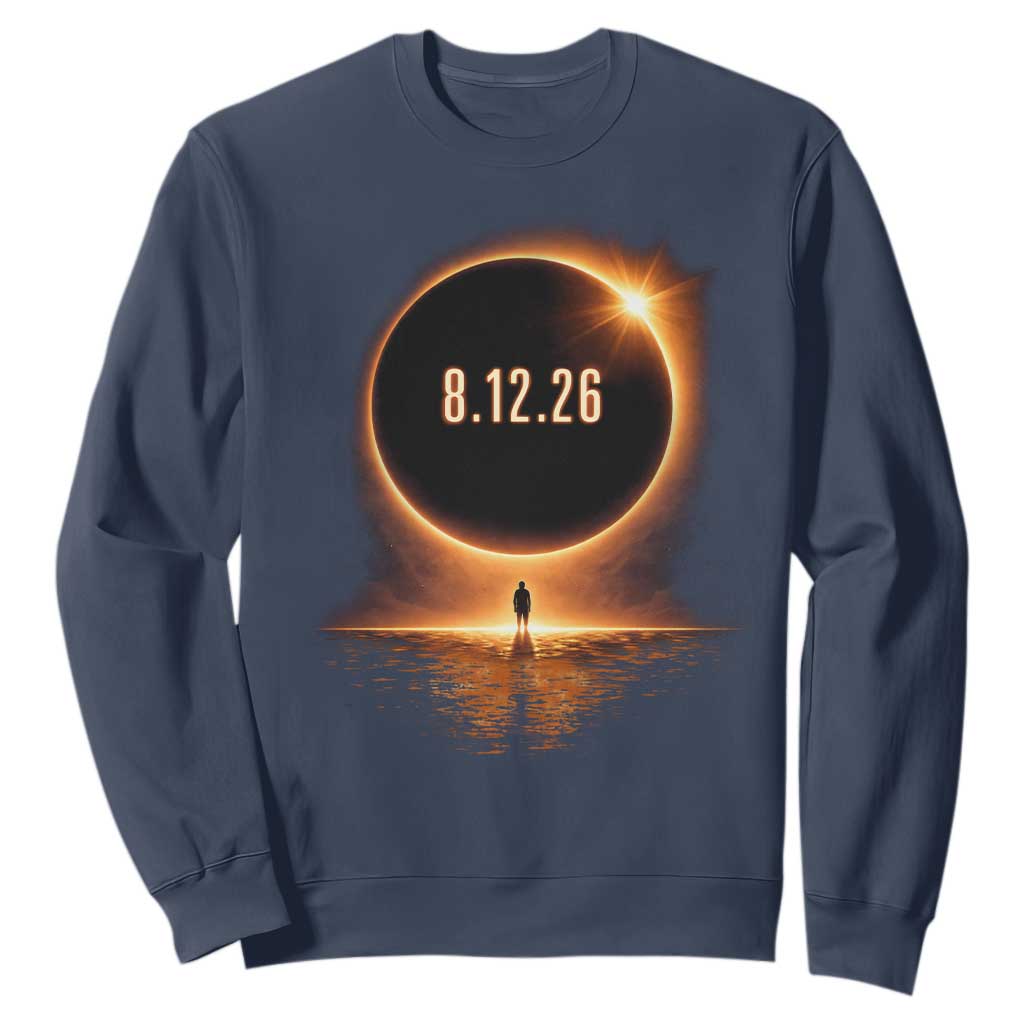 Total Solar Eclipse 2026 Sweatshirt August 12th Totality Gift TS10 Navy Print Your Wear