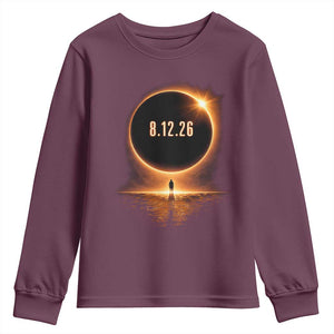 Total Solar Eclipse 2026 Youth Sweatshirt August 12th Totality Gift TS10 Maroon Print Your Wear
