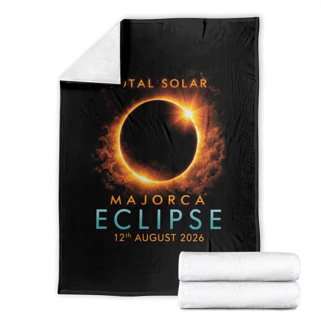 Total Solar Eclipse Throw Blanket 12th August 2026 Majorca Totality TS10 Black Print Your Wear