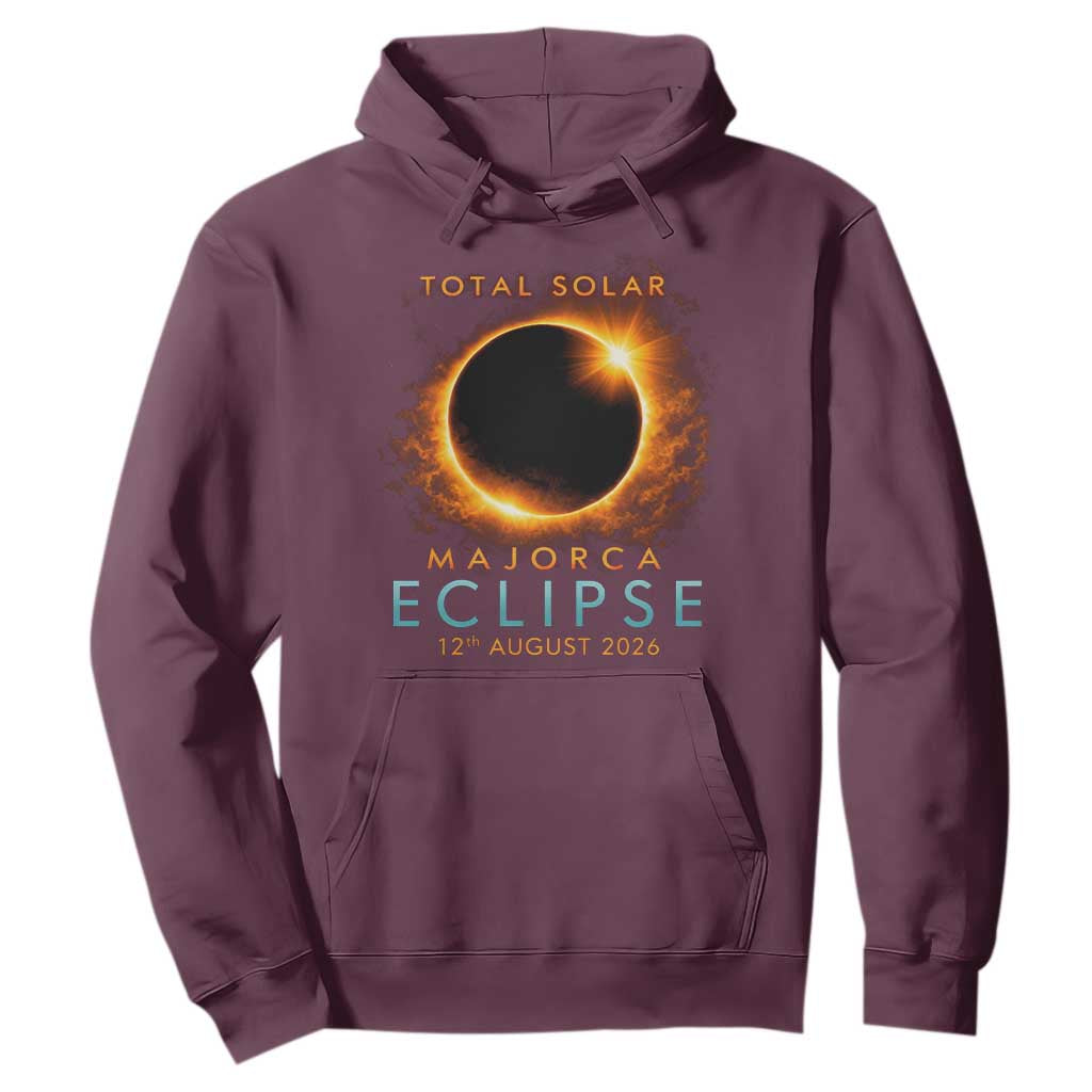 Total Solar Eclipse Hoodie 12th August 2026 Majorca Totality TS10 Maroon Print Your Wear