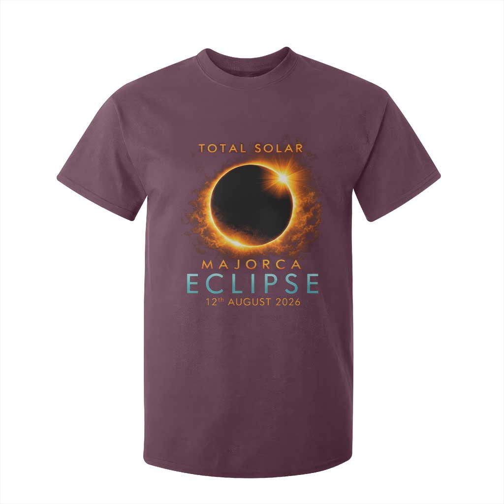 Total Solar Eclipse T Shirt For Kid 12th August 2026 Majorca Totality TS10 Maroon Print Your Wear