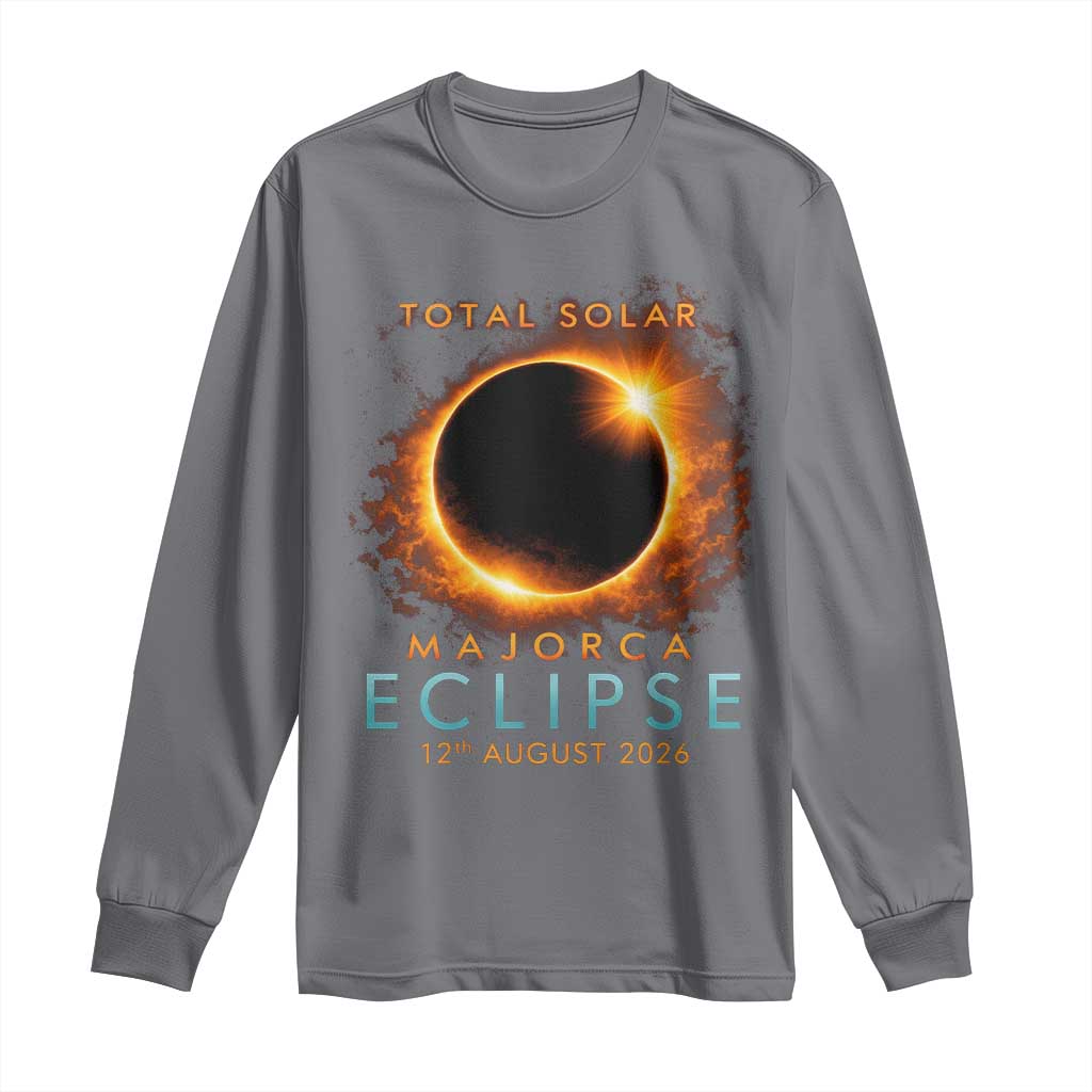 Total Solar Eclipse Long Sleeve Shirt 12th August 2026 Majorca Totality TS10 Charcoal Print Your Wear