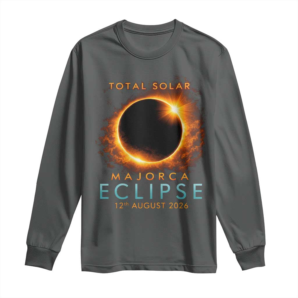 Total Solar Eclipse Long Sleeve Shirt 12th August 2026 Majorca Totality TS10 Dark Heather Print Your Wear