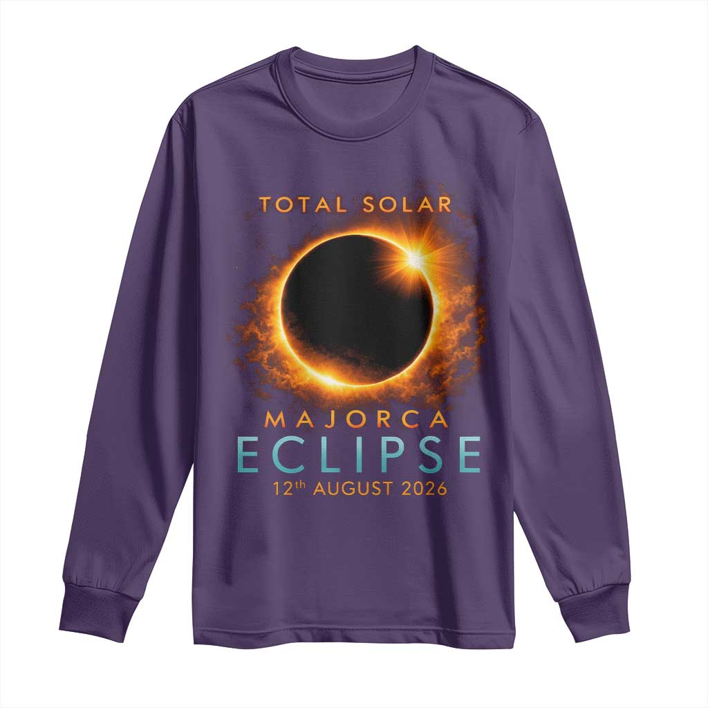 Total Solar Eclipse Long Sleeve Shirt 12th August 2026 Majorca Totality TS10 Purple Print Your Wear