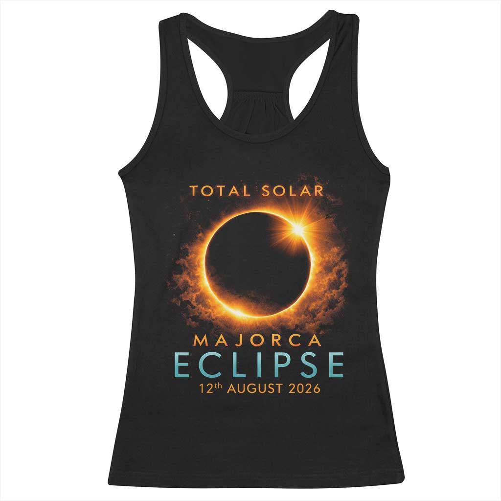 Total Solar Eclipse Racerback Tank Top 12th August 2026 Majorca Totality TS10 Black Print Your Wear