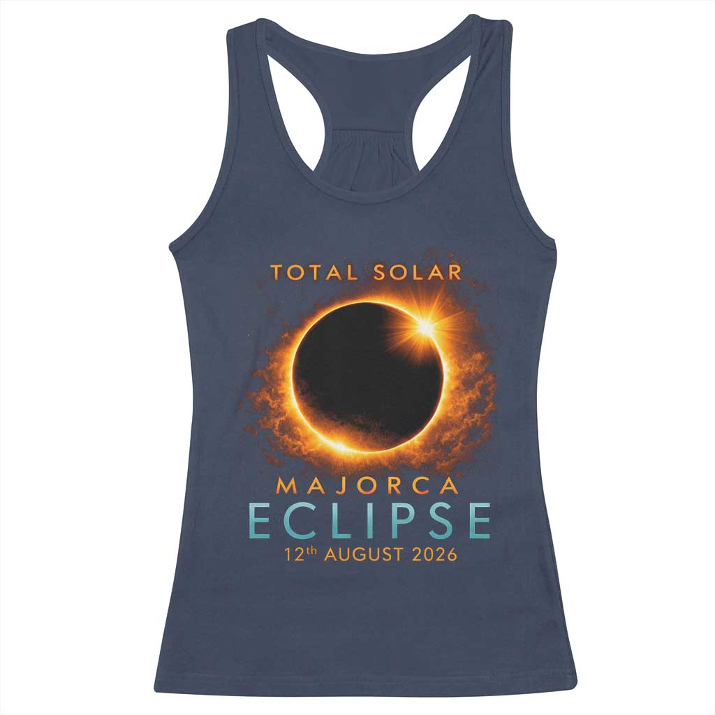 Total Solar Eclipse Racerback Tank Top 12th August 2026 Majorca Totality TS10 Navy Print Your Wear