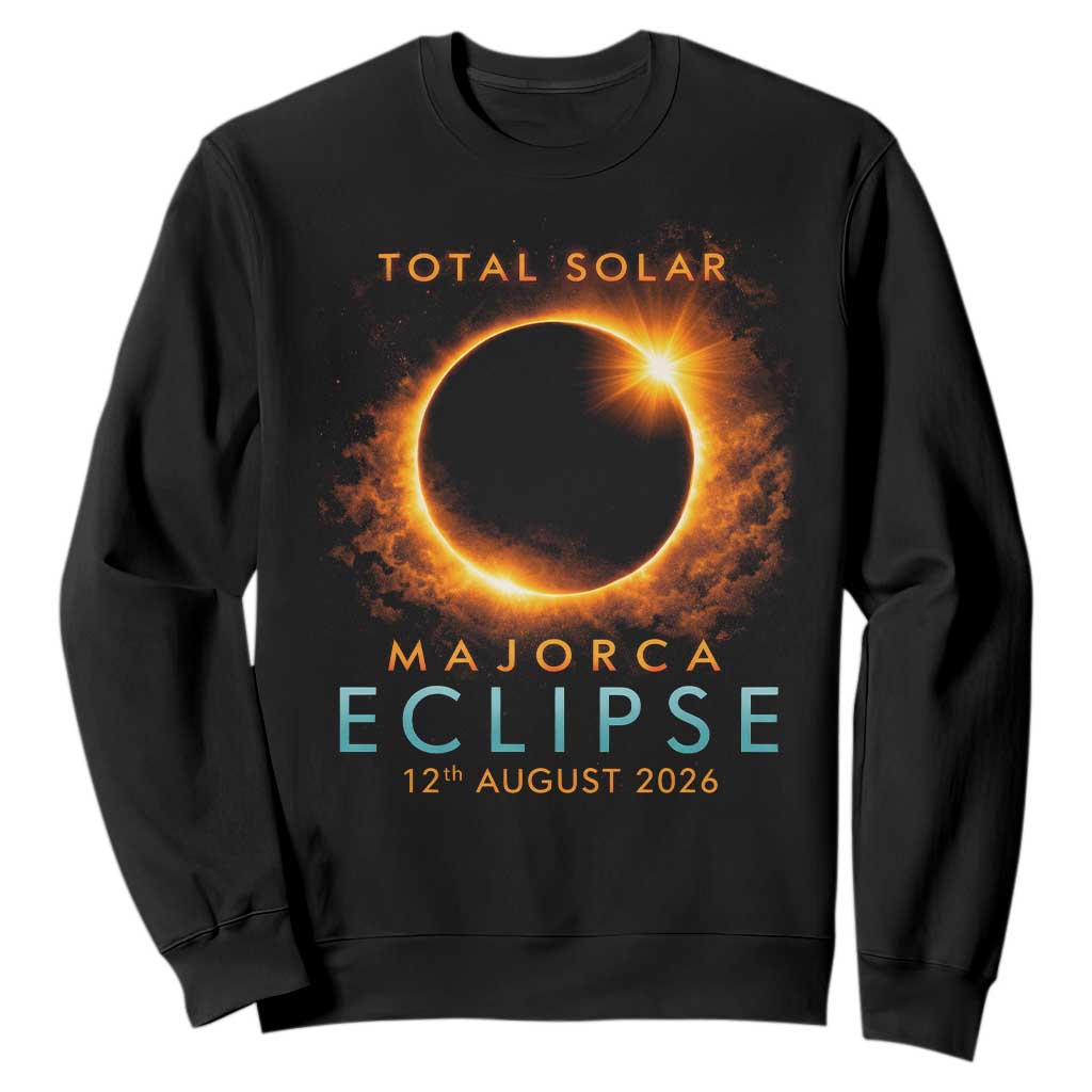Total Solar Eclipse Sweatshirt 12th August 2026 Majorca Totality TS10 Black Print Your Wear