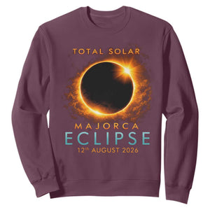 Total Solar Eclipse Sweatshirt 12th August 2026 Majorca Totality TS10 Maroon Print Your Wear
