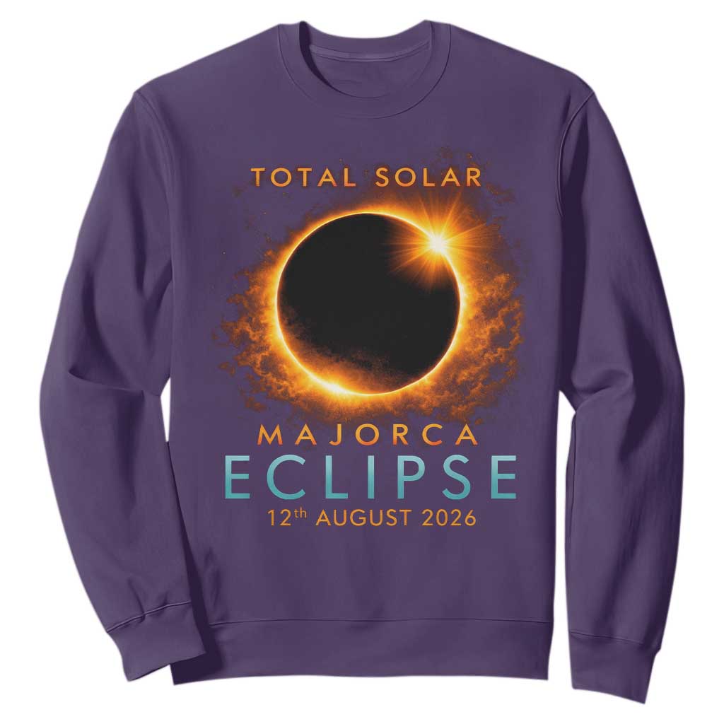 Total Solar Eclipse Sweatshirt 12th August 2026 Majorca Totality TS10 Purple Print Your Wear