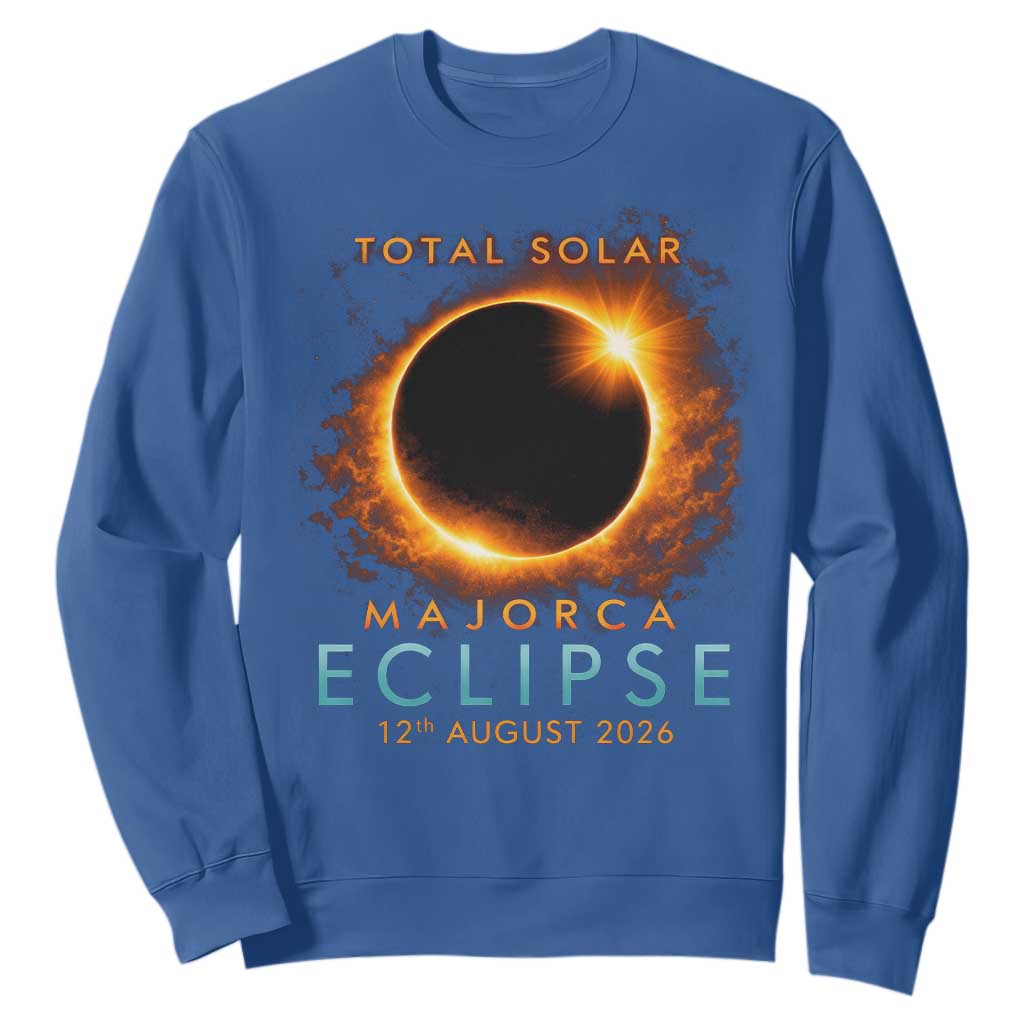 Total Solar Eclipse Sweatshirt 12th August 2026 Majorca Totality TS10 Royal Blue Print Your Wear