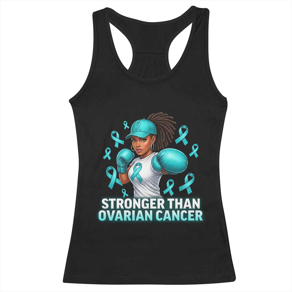 Black Women Fight Ovarian Cancer Awareness Racerback Tank Top African American Teal Ribbon Support TS10 Black Print Your Wear