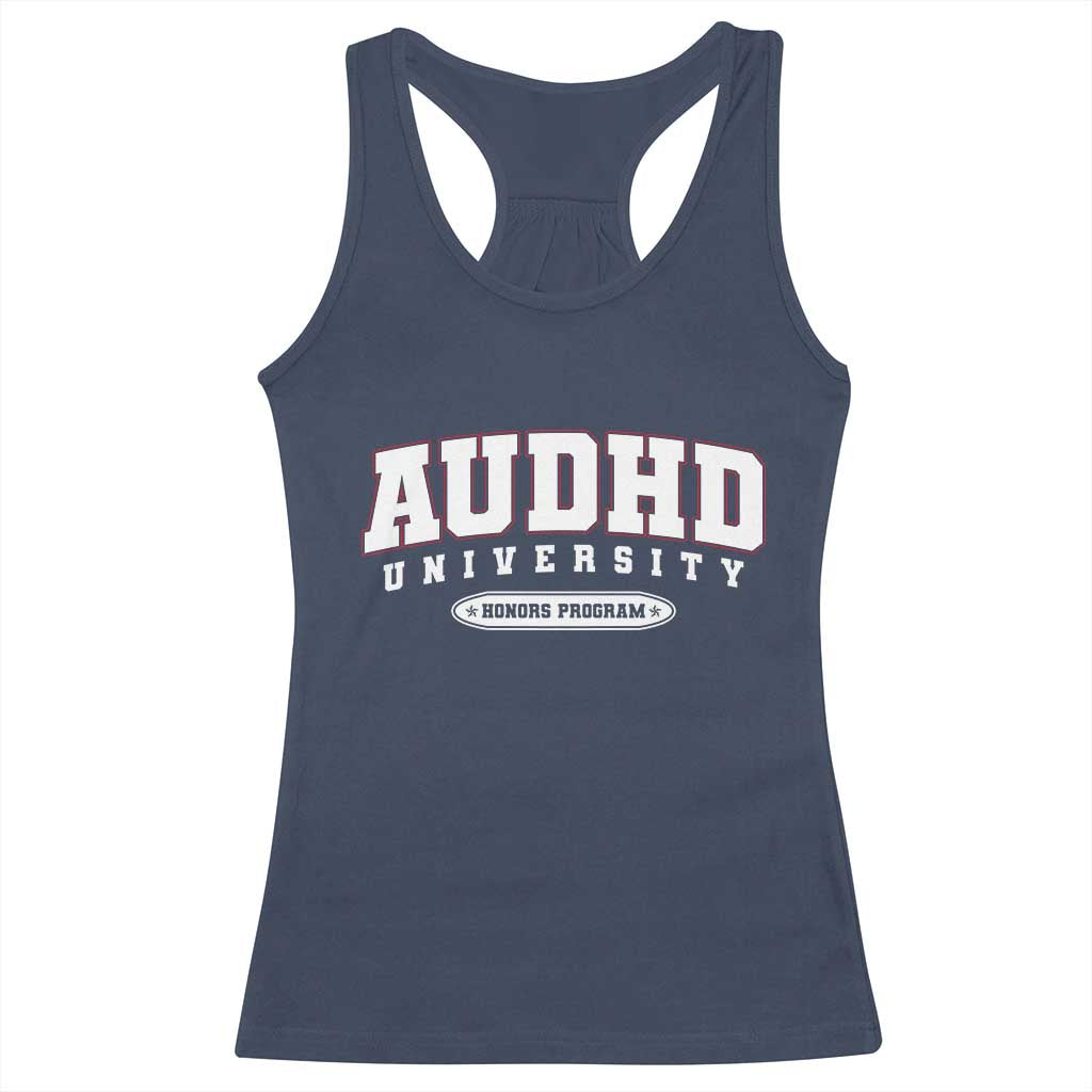 AUDHD Racerback Tank Top Neurodivergent ADHD Autism Awareness Neurotypical Gift TS10 Navy Print Your Wear