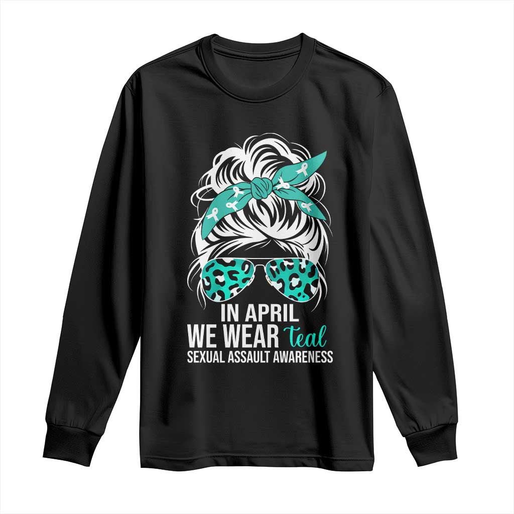 Sexual Assault Awareness Long Sleeve Shirt In April We Wear Teal Women TS10 Black Print Your Wear