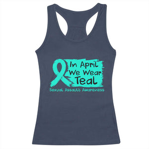 Sexual Assault Awareness Racerback Tank Top In April We Wear Teal TS10 Navy Print Your Wear