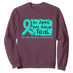 Sexual Assault Awareness Sweatshirt In April We Wear Teal TS10 Maroon Print Your Wear