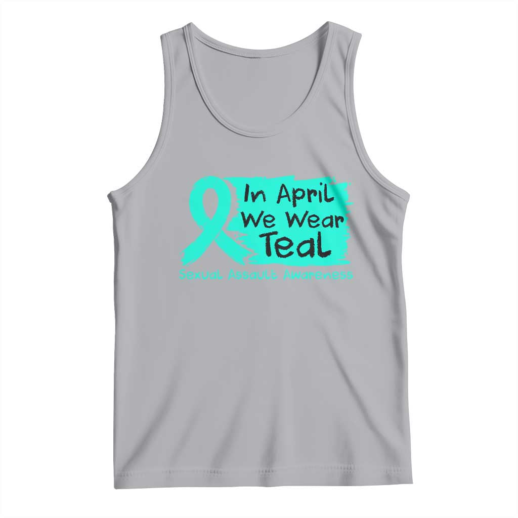 Sexual Assault Awareness Tank Top In April We Wear Teal TS10 Athletic Heather Print Your Wear