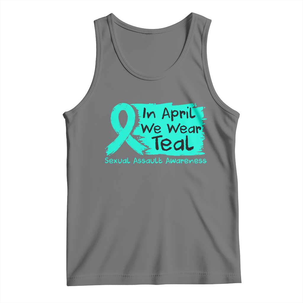 Sexual Assault Awareness Tank Top In April We Wear Teal TS10 Black Heather Print Your Wear
