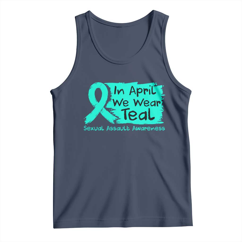 Sexual Assault Awareness Tank Top In April We Wear Teal TS10 Navy Print Your Wear