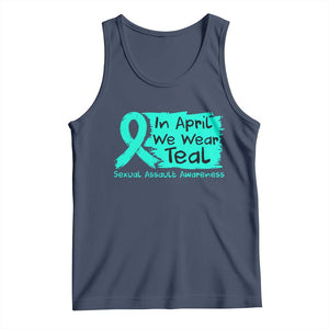 Sexual Assault Awareness Tank Top In April We Wear Teal TS10 Navy Print Your Wear